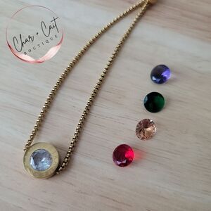 18K Gold-Plated Changeable Gem Bracelet with Pull String Closure